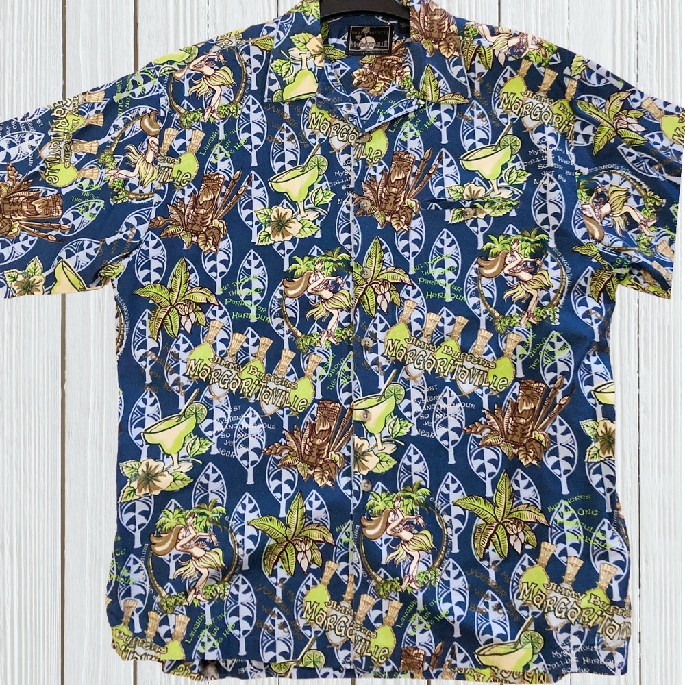 Jimmy Buffett Margaritaville Hawaiian Button Camp Shirt For Men Large